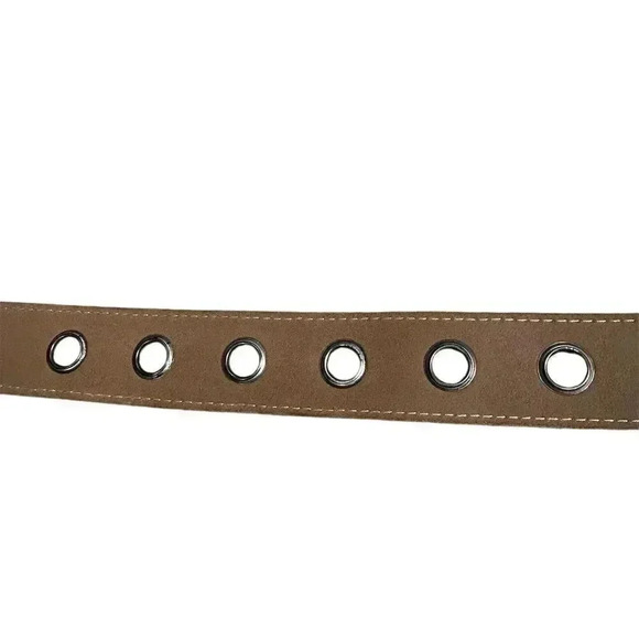 Sixty Unisex White Leather Belt with Grommet Detail Size 32 - Picture 3 of 7